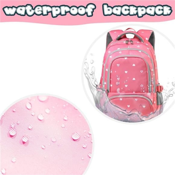 Travel Backpack Girls Pink Bookbags Kindergarten Primary Elementary School Bags - Picture 6 of 7